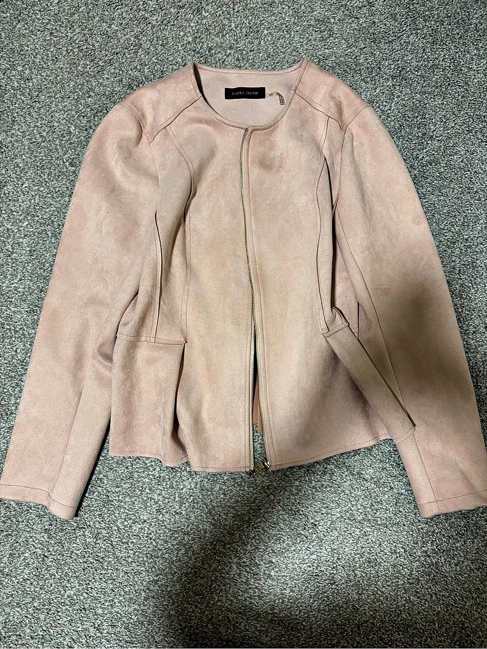 Ivanka Trump Faux Suede Zip Jacket Pink Size Large